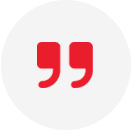 A red and white icon with two quotation marks.